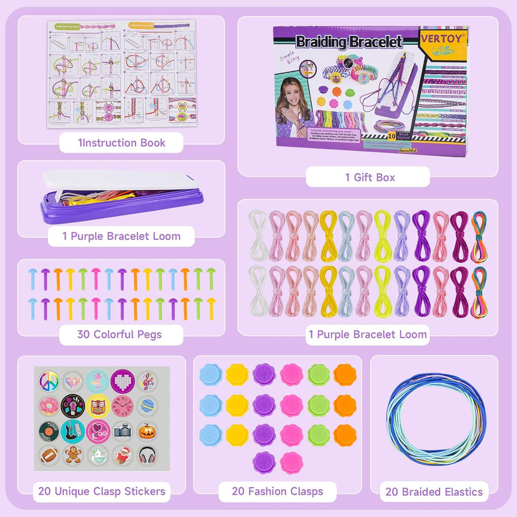 VERTOY Kit de fabricación de pulseras de la amistad para niñas, juguetes populares para niñas de 7, 8, 9, 10, 11, 12 años o más, suministros de actividades para hacer pulseras de artes y manualidades