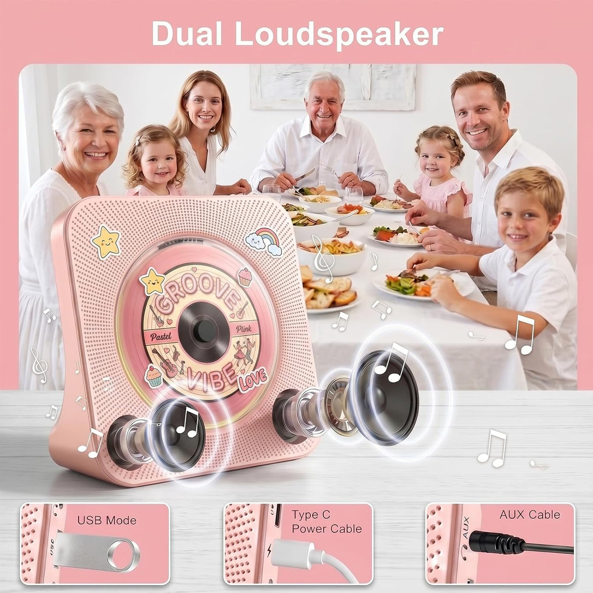 Gueray Reproductor de CD Reproductores de CD portátiles Bluetooth de