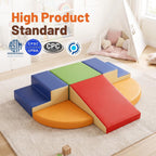 Juguetes de Escalada de Cuero PU Suave de 6 Piezas para Niños Pequeños, Bloques de Escalada de Espuma para Bebés para Niños Pequeños, Estructuras de Gimnasio de Juego de Espuma Escalador para