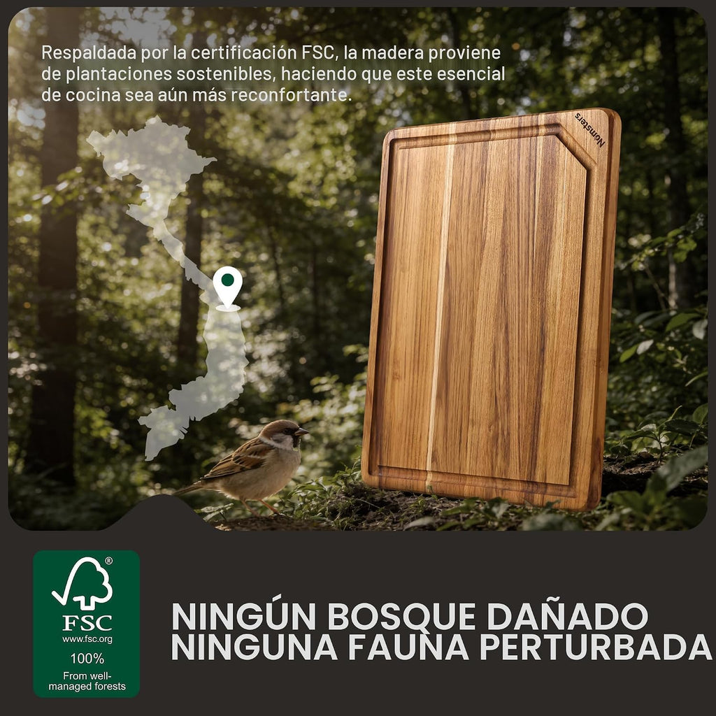 Tabla de cortar de madera de teca para cocina Tablero de charcutería