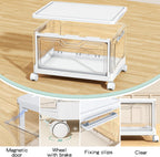 Kmiectse Contenedores de almacenamiento transparentes con tapas - Contenedores de plástico de 4 niveles con ruedas, contenedor de almacenamiento apilable, caja organizadora de armario para dormitorio