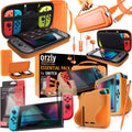 Pack de accesorios esenciales Orzly para Nintendo Switch 1 y OLED, Naranja