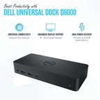 Estación de acoplamiento D6000 Dell para doble monitor con USB 3.0 y USB C - Muelle universal con 130W y cable HDMI (Reacondicionado)