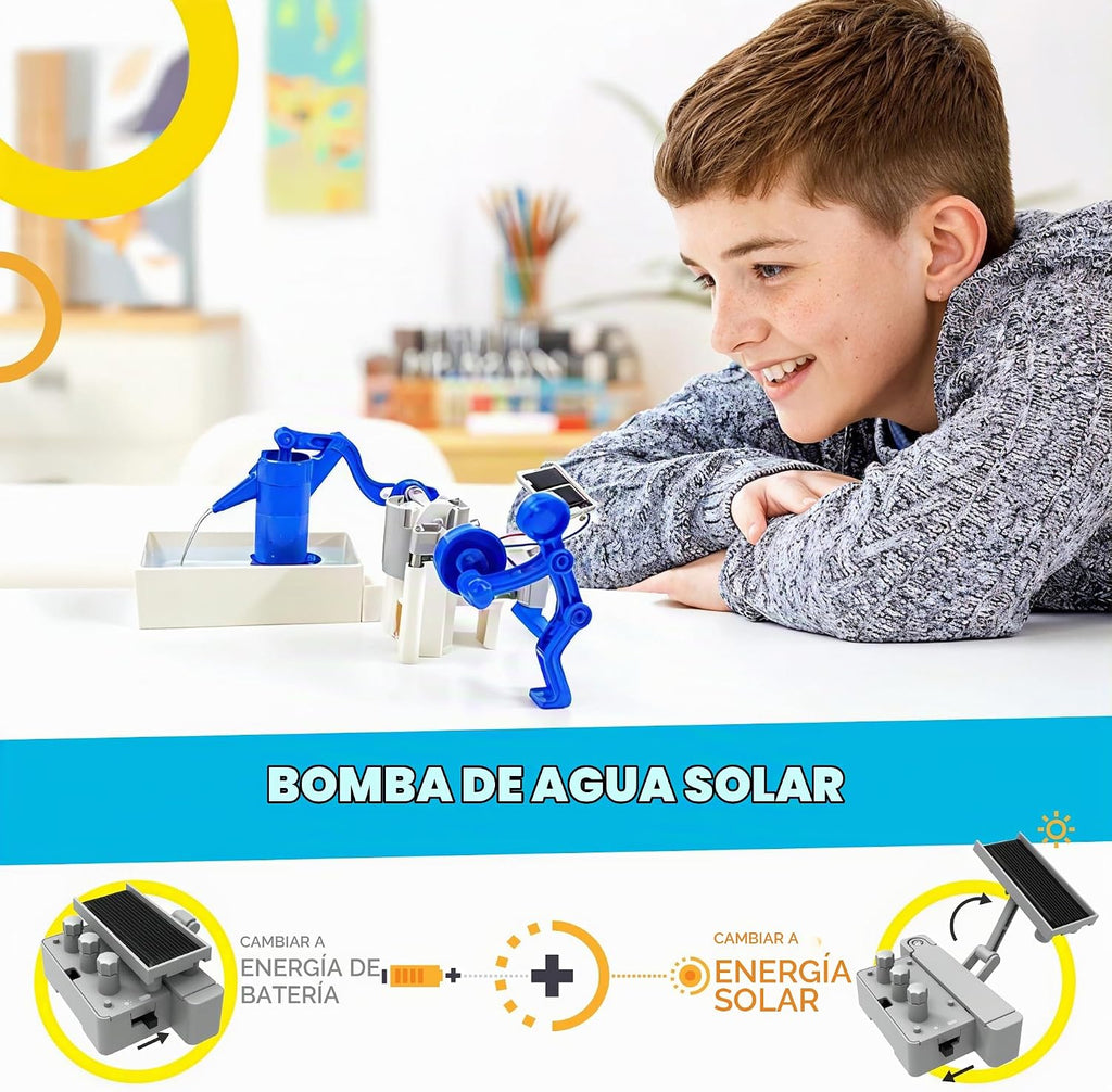 4M Green Science Hybrid - Kit de bomba de agua solar híbrida para niños de 5 a 12 años, experimento STEM con energía solar o batería, juguete de energía renovable de bricolaje, regalo educativo de ciencia