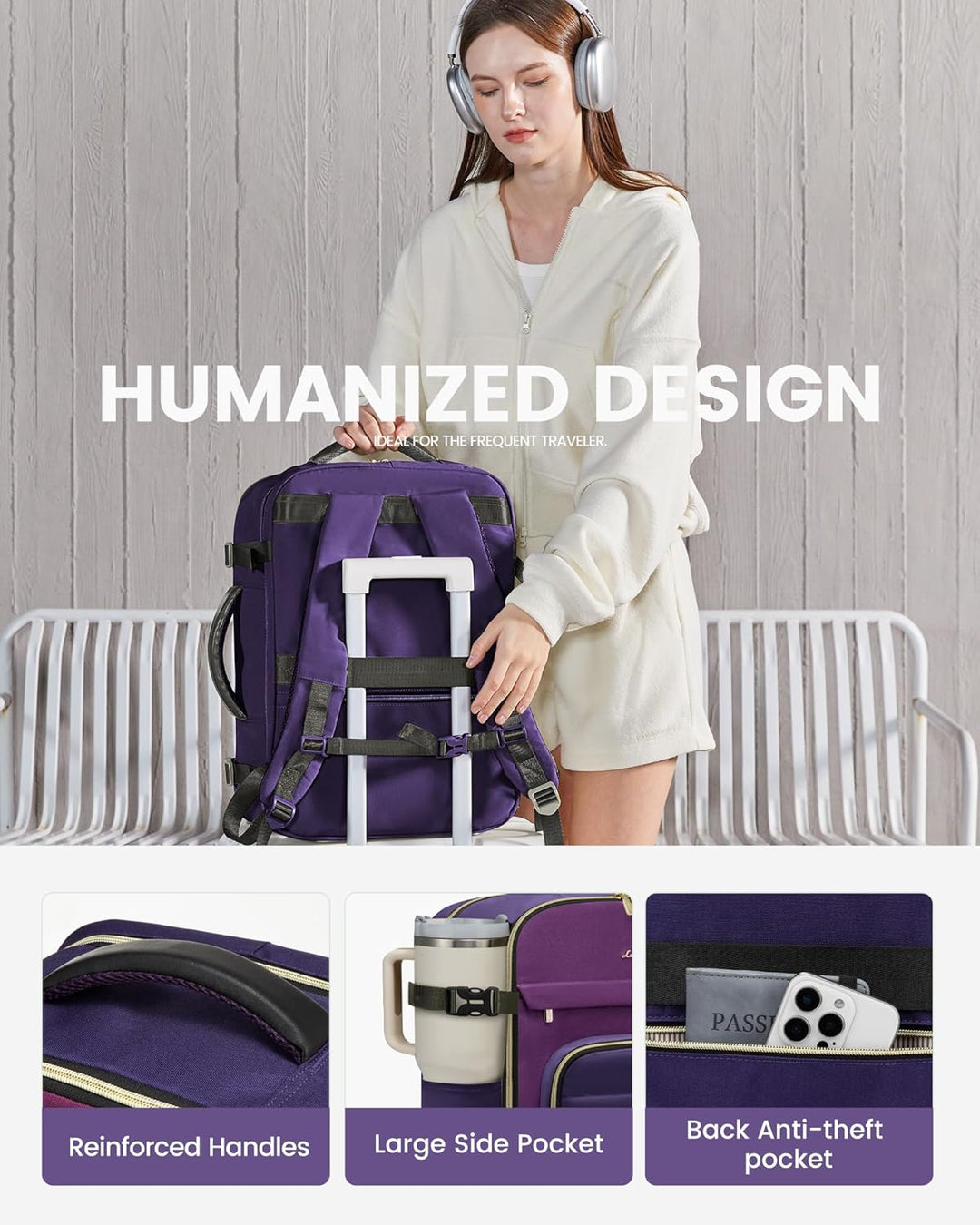 LOVEVOOK Mochila de viaje para mujeres y hombres, mochila de mano y...