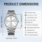 OLEVS Relojes para hombre de lujo de acero inoxidable 30M impermeable