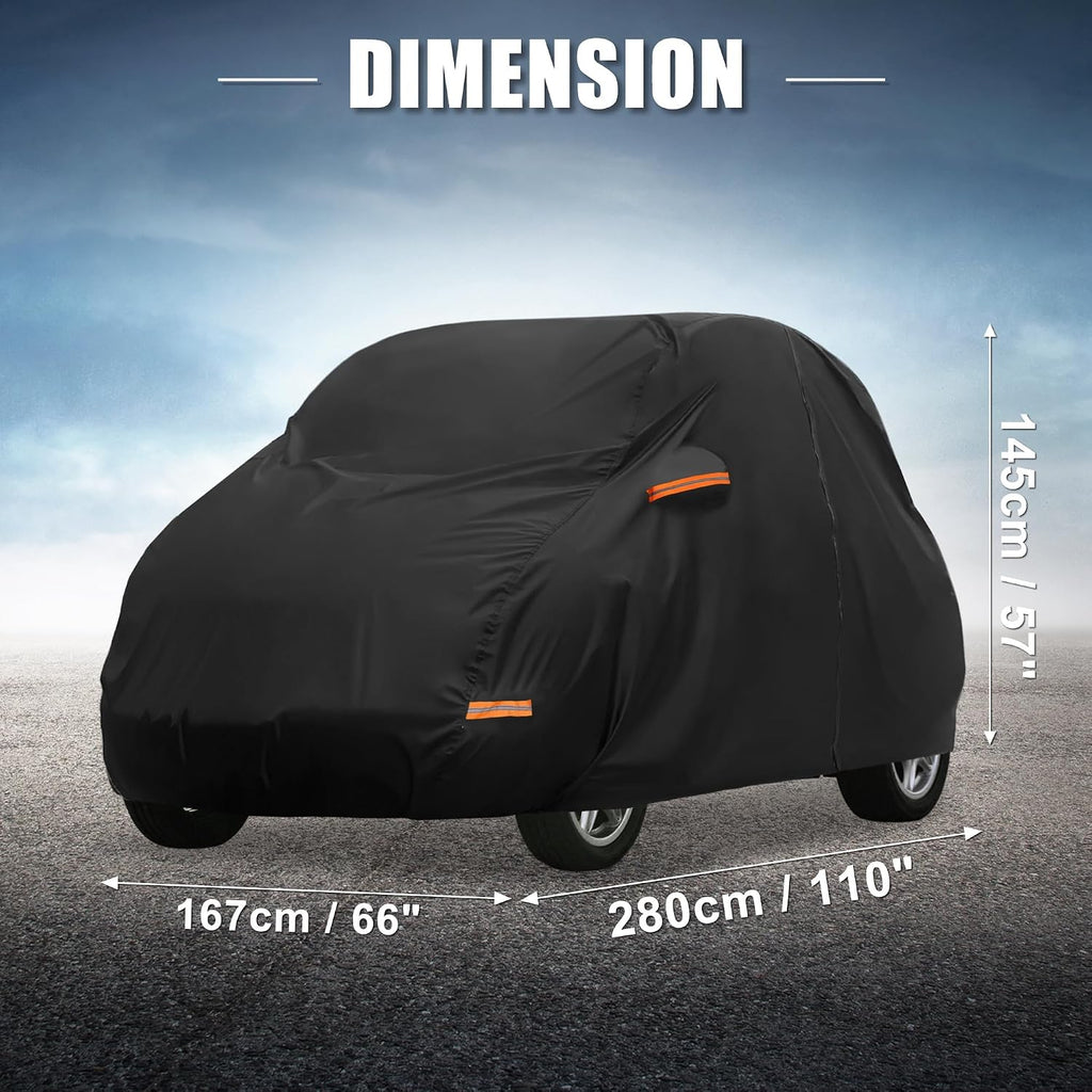 X AUTOHAUX Funda para Coche para Smart Fortwo 2007-2019 210D-PU Cubierta Completa para Exteriores Todo Tipo de Clima con Cremallera en Puertas para Protección Impermeable, Resistente al Viento, al Sol