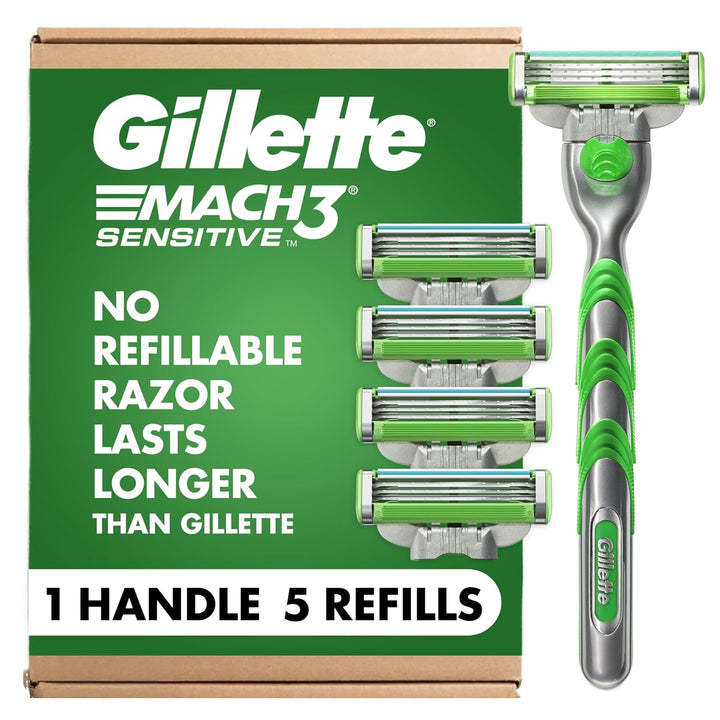 Gillette Mach3 - Maquinillas de afeitar sensibles para hombres, 1 m...
