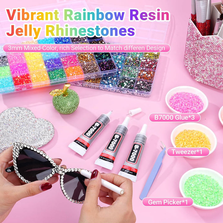 79000 unidades de diamantes de imitación de gelatina de 56 colores...