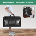 BALEINE Paquete de 6 bolsas de mudanza de gran tamaño con asas reforzadas, bolsa de almacenamiento resistente para ropa, suministros de mudanza (negro, paquete de 6)