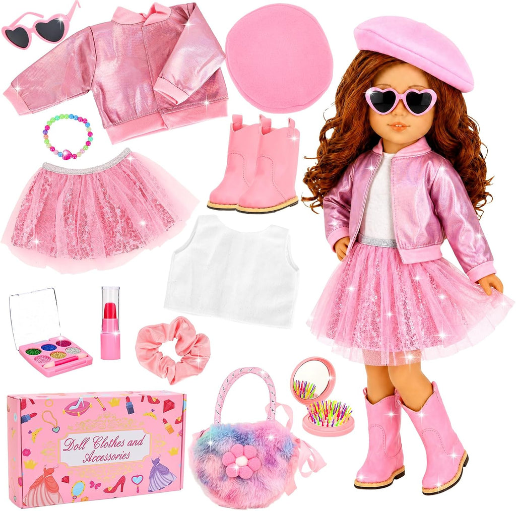 10 piezas de ropa de muñeca americana de 18 pulgadas y accesorios de