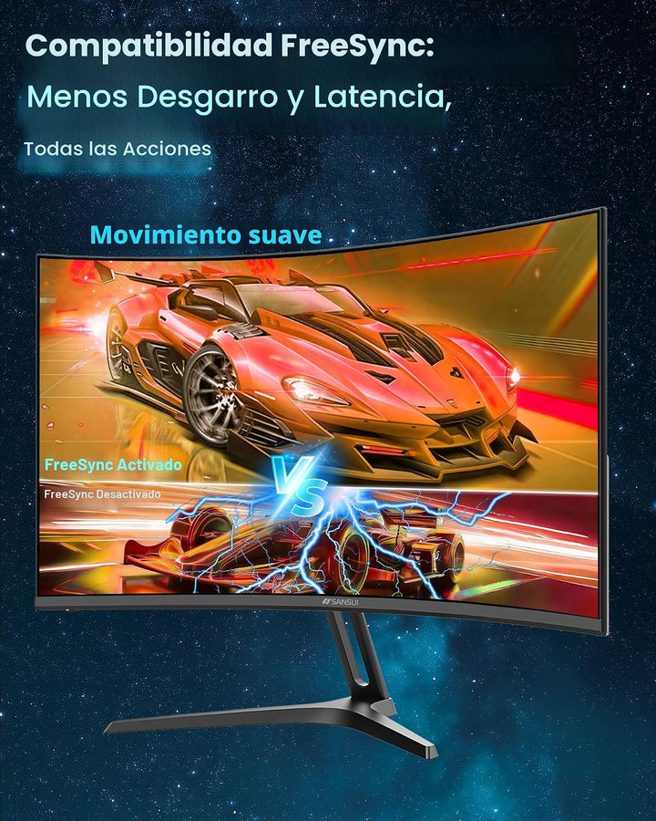 SANSUI Monitor de juegos curvo de 24 pulgadas 240Hz FHD 1080P, moni...