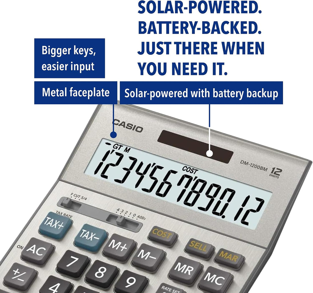 Casio Calculadora de escritorio empresarial DM-1200BM, costo/venta/margen