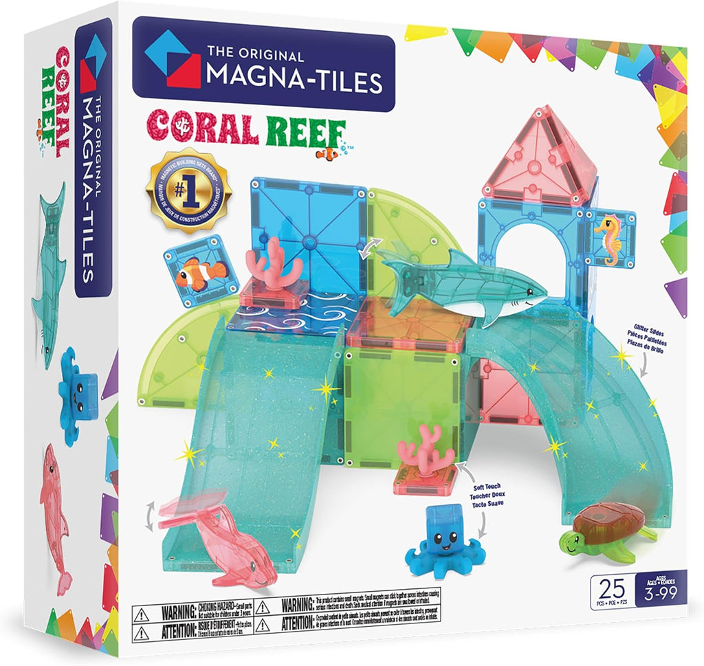 MAGNA-TILES Coral Reef - Juego de construcción magnética de 25 piezas, la marca original de construcción magnética