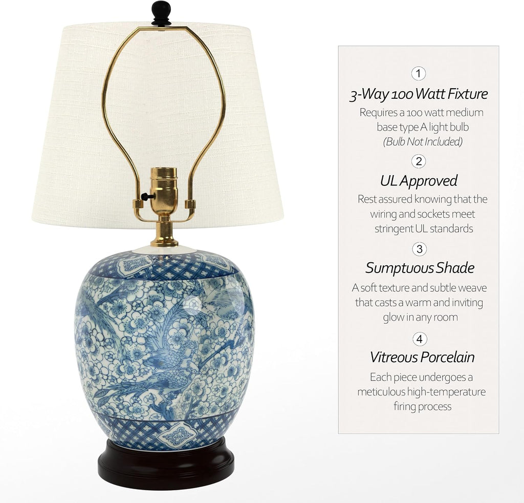 Lámpara Red Lantern Lámpara clásica de tarro de porcelana azul y blanca de 20"