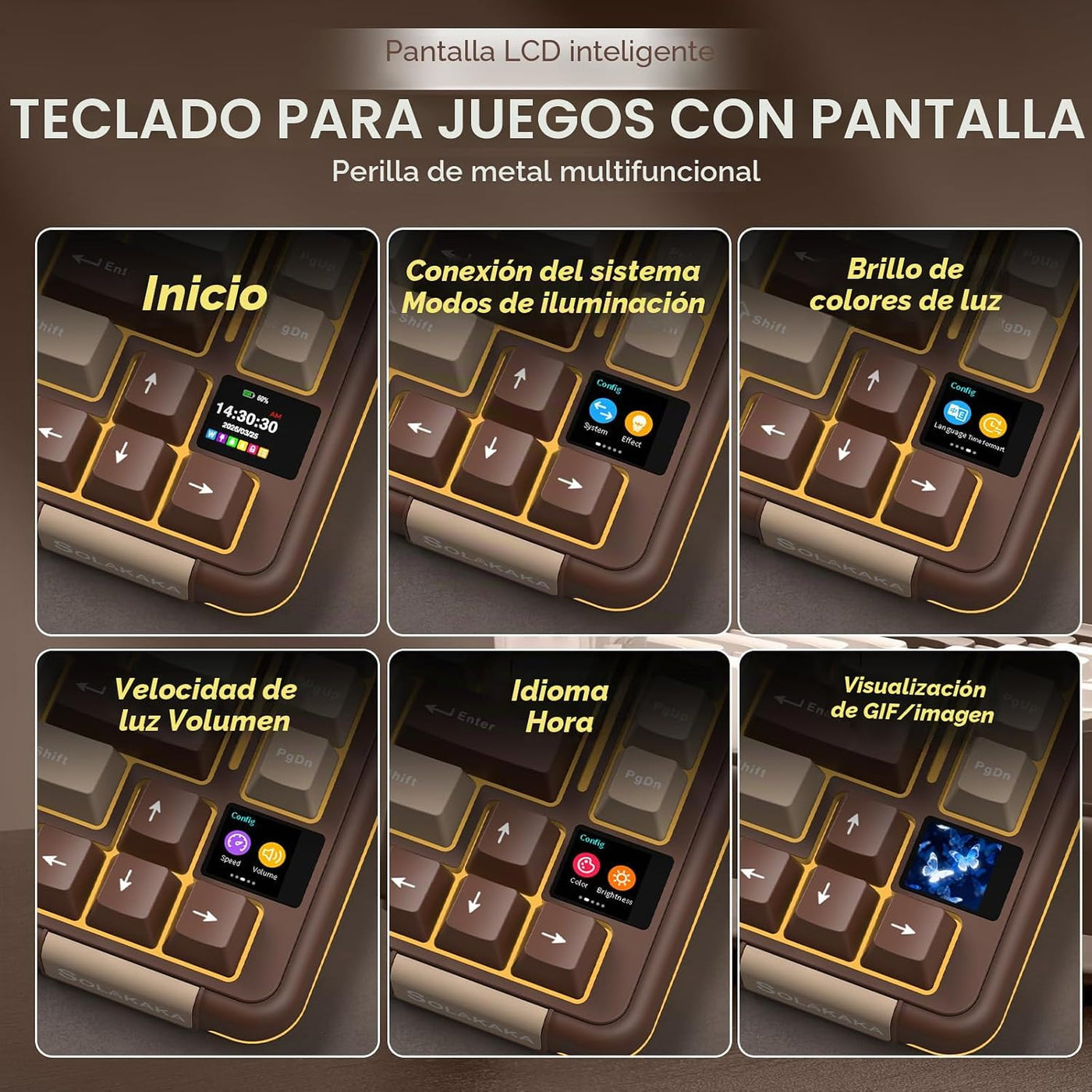 SOLAKAKA A75 PRO Teclado mecánico inalámbrico 75% con pantalla y pe...