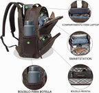 LEATHER VILLAGE Mochila de cuero para hombre de trabajo, Marrón desteñido