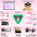 Tablet Android 15 2026, tableta de 10.1 pulgadas con funda a prueba...