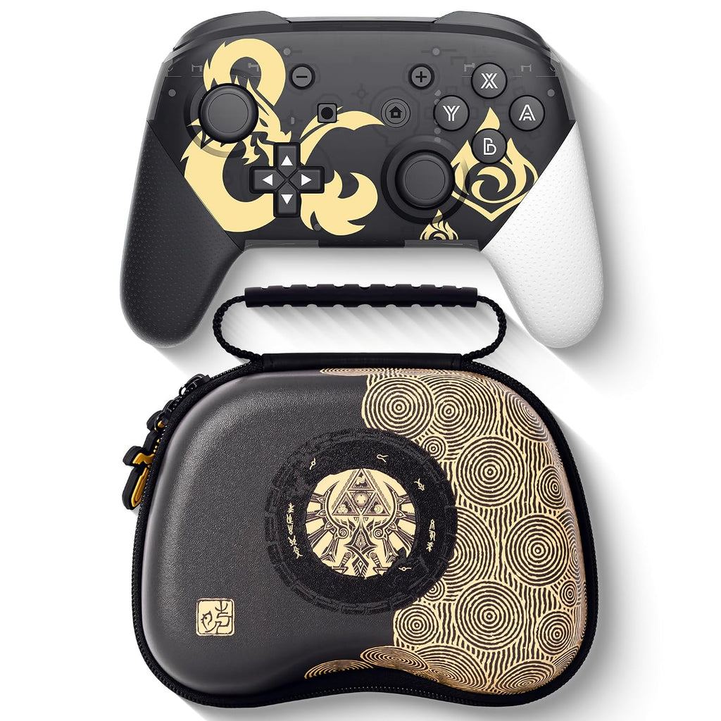Controladores Inalámbricos de Switch con Estuche de Transporte, Compatibles con Switch/OLED/Lite/PC - Doble Motor de Vibración, Sensor de Giro, Switch Pro Controller con Activación/Despertar, Captura de Pantalla, NFC, Función Turbo - Negro