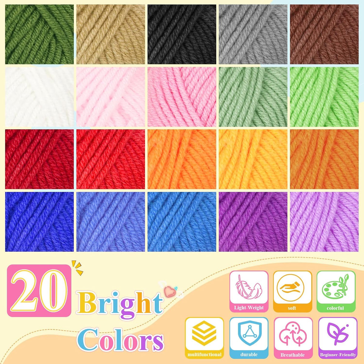 Aeelike Kit de 87 piezas para principiantes de ganchillo para adultos, kit