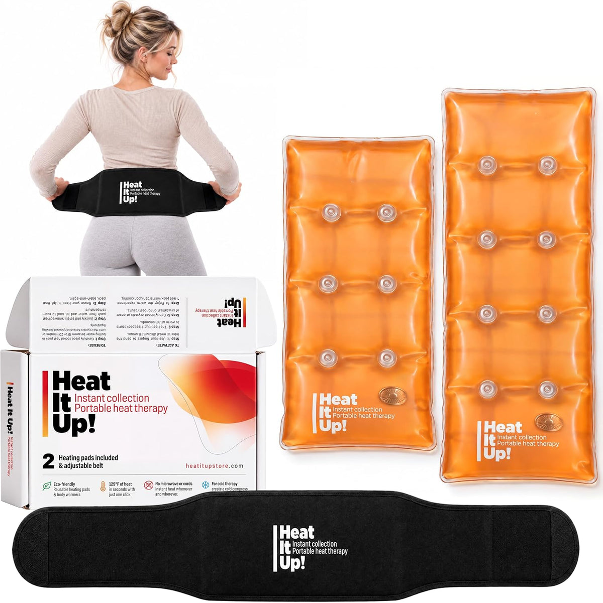 Heat It Up - Almohadilla térmica portátil para dolor de espalda y calambres