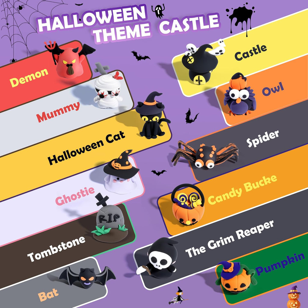 Kit de arcilla seca al aire, manualidades de Halloween, arcilla de