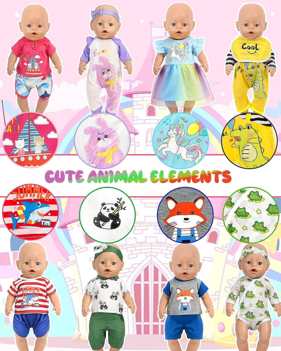 ARTST Ropa de muñeca de bebé, 8 juegos de 14 a 16 pulgadas, accesor...