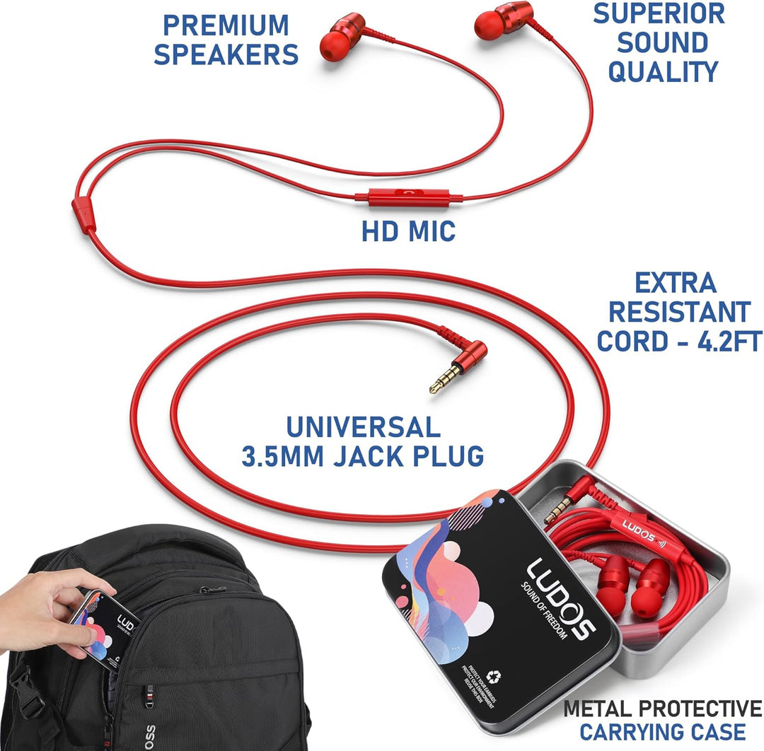 LUDOS OMNITONE Auriculares con cable in-ear, 5 años de garantía, au...