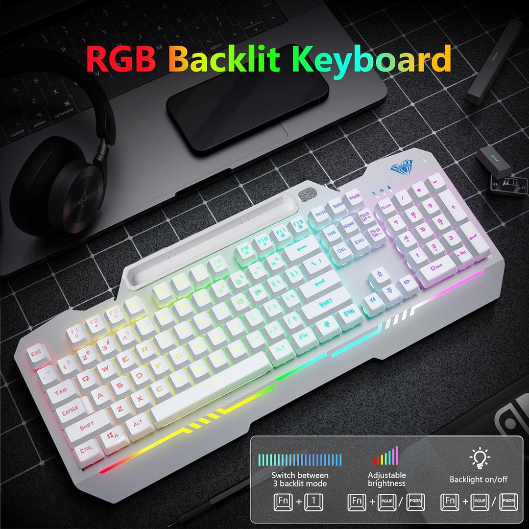 AULA Teclado Gaming, T102 Combo de Teclado y Ratón de 104 Teclas, T...