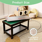Mesa de actividades de tren para niños 2 en 1 con tablero y almacenamiento, mesa de juego de madera para dibujo artístico, bloques de construcción, lectura