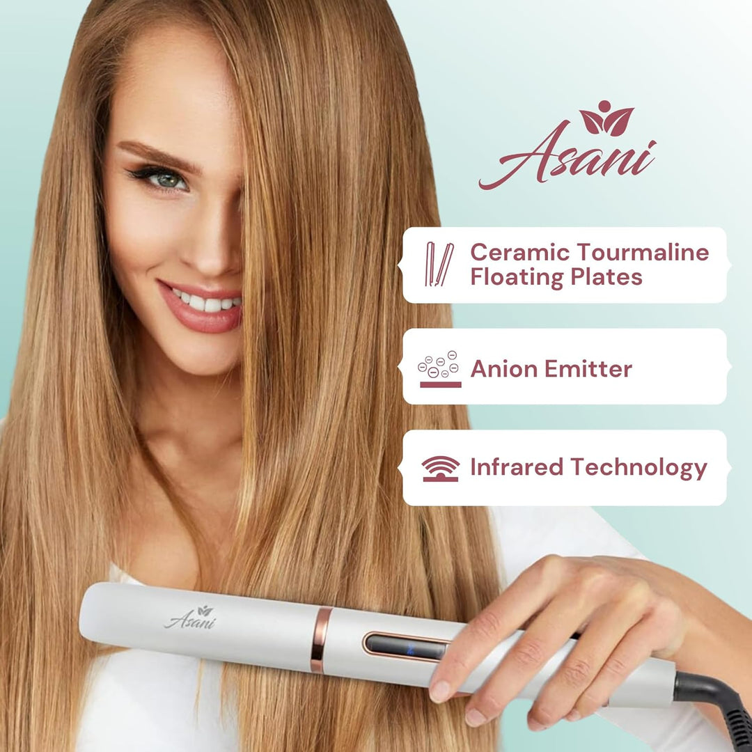 Asani Plancha plana 2 en 1 para alisar y rizar el cabello, tecnolog...