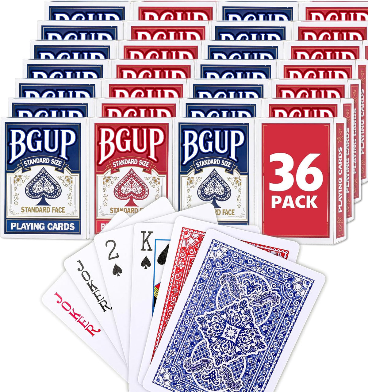 Juego de cartas, 36 barajas de cartas a granel de tamaño estándar, perfectas para juegos de cartas clásicos, juegos de fiesta, blackjack, juegos de cartas para familias y actuaciones mágicas