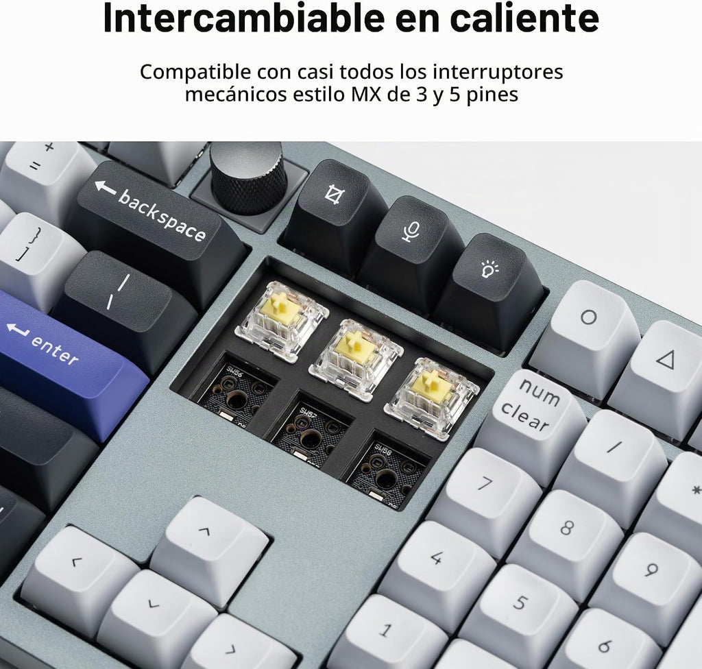 Keychron Q6 Pro Teclado mecánico inalámbrico Bluetooth de aluminio completo, perilla programable QMK/VIA de tamaño completo, botón programable KSA de doble disparo PBT Keycap Interruptor de plátano