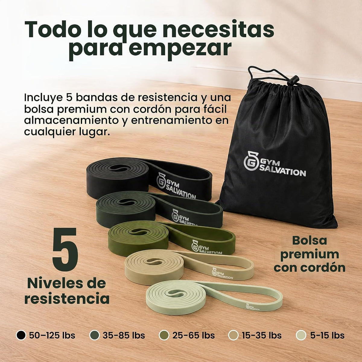 Juego de bandas de resistencia de salvación para gimnasio, 5 bandas de asistencia y entrenamiento de fuerza, bucles duraderos de levantamiento de potencia y entrenamiento con bolsa de transporte