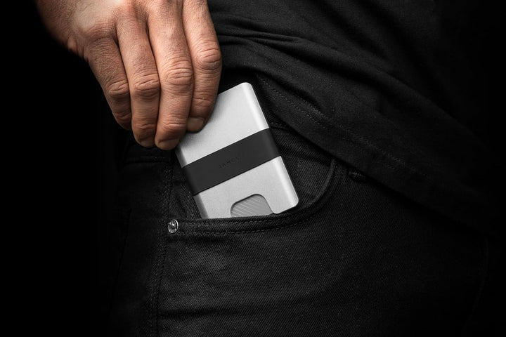 JAMES° La cartera de aluminio mecanizado CNC minimalista para hombr...