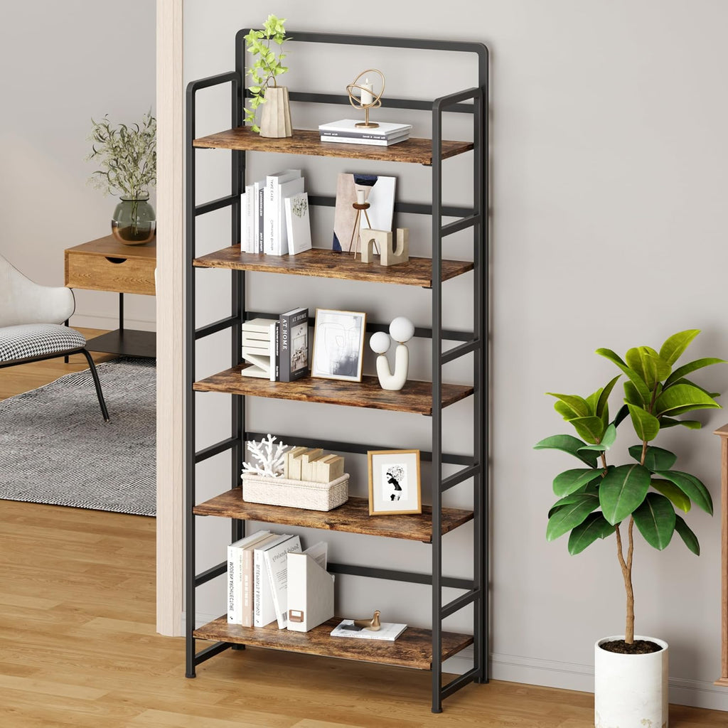 Estantería plegable de 5 niveles,Sin montaje,Almacenamiento de madera