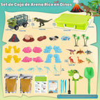 FRUSE Kit de Arena Sensorial de Dinosaurios, Arena para Cubeta Sensorial, Juguetes de Dinosaurios para Niños