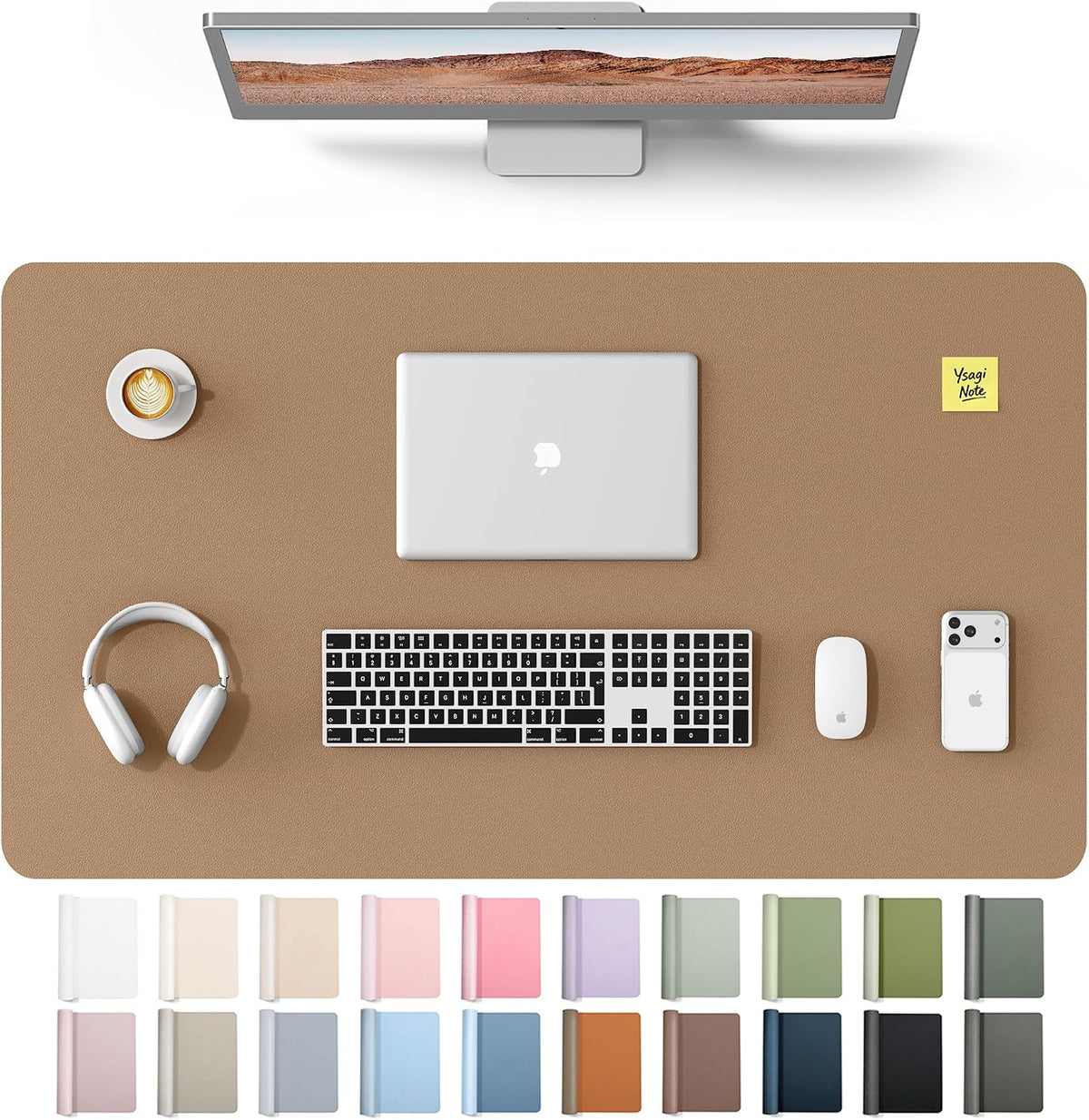 YSAGi Protector de escritorio de cuero, alfombrilla de oficina grande, alfombrilla de mouse grande, de piel sintética antideslizante, alfombrilla de escritorio para laptop, almohadilla de escritura