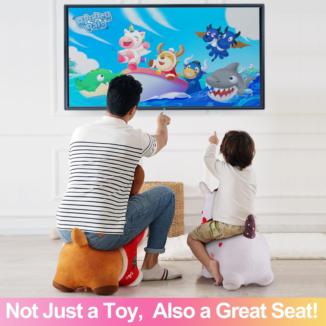 iPlay, iLearn Bouncy Pals - Caballo para saltar blanco infla