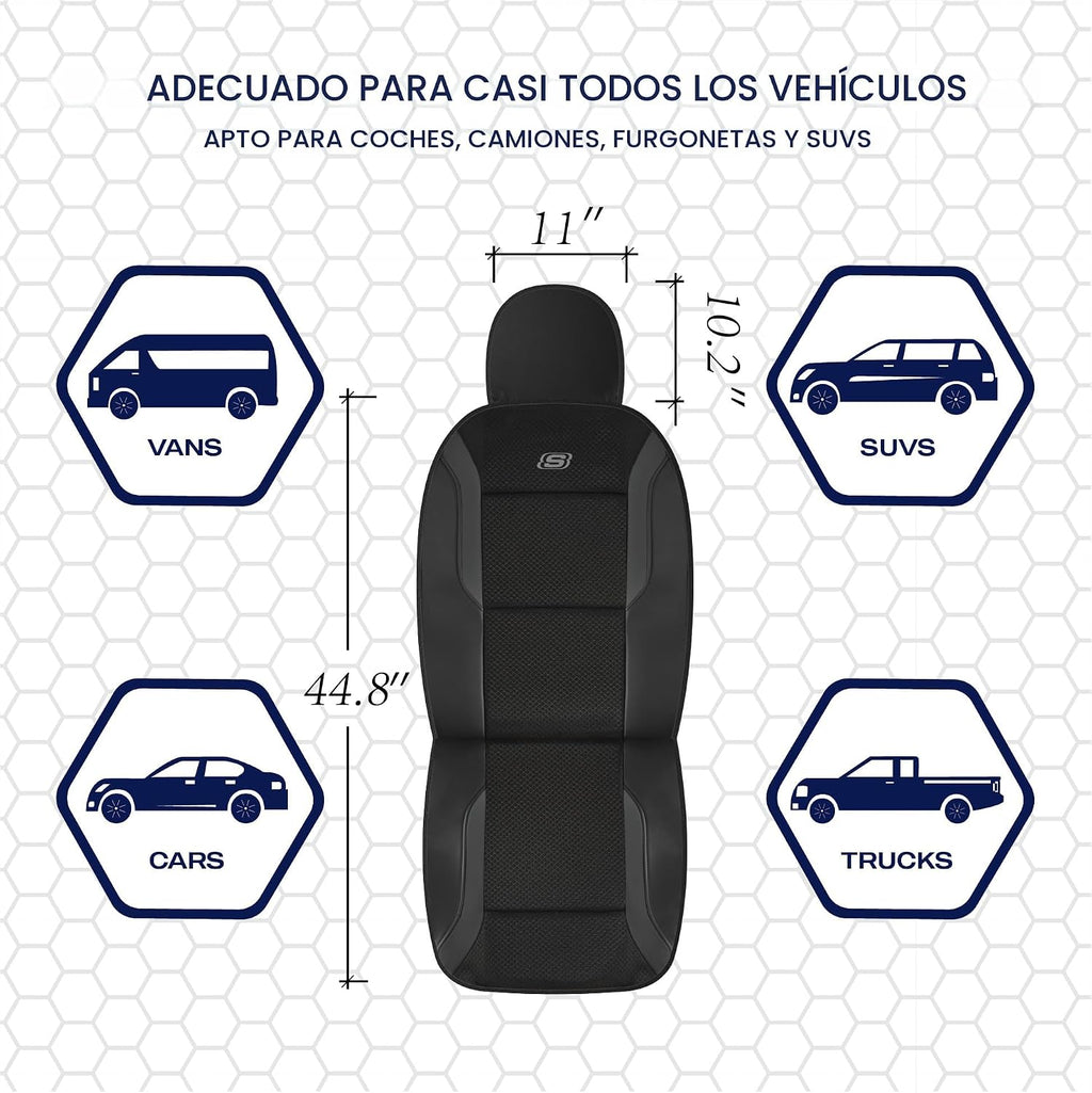 Skechers Fundas de asiento de espuma viscoelástica, fundas de asiento de automóvil gruesas de malla fresca para asiento de automóvil, compatibles con bolsas de aire