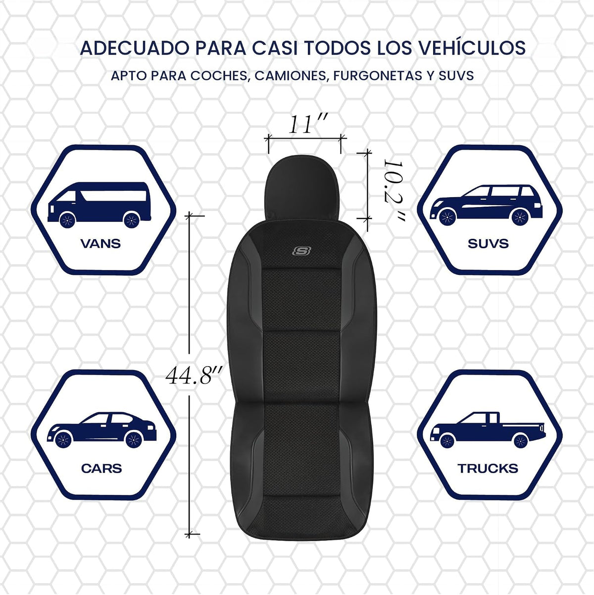 Skechers Fundas de asiento de espuma viscoelástica, fundas de asiento de automóvil gruesas de malla fresca para asiento de automóvil, compatibles con bolsas de aire