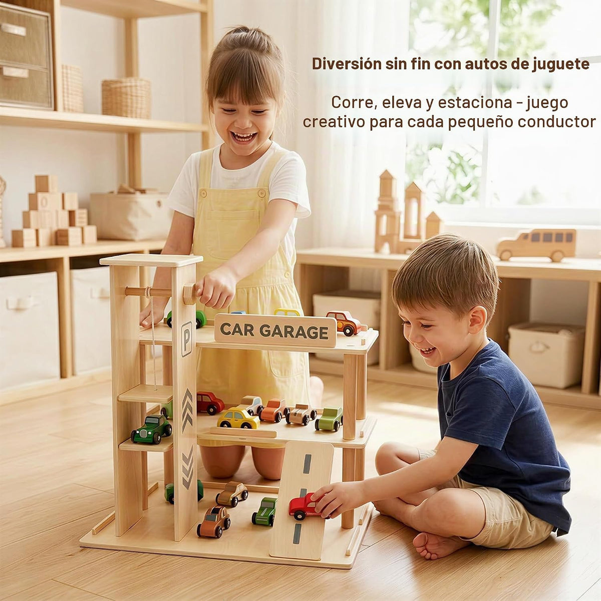 Vitrina de madera, estante de coche de juguete fundido a presión a