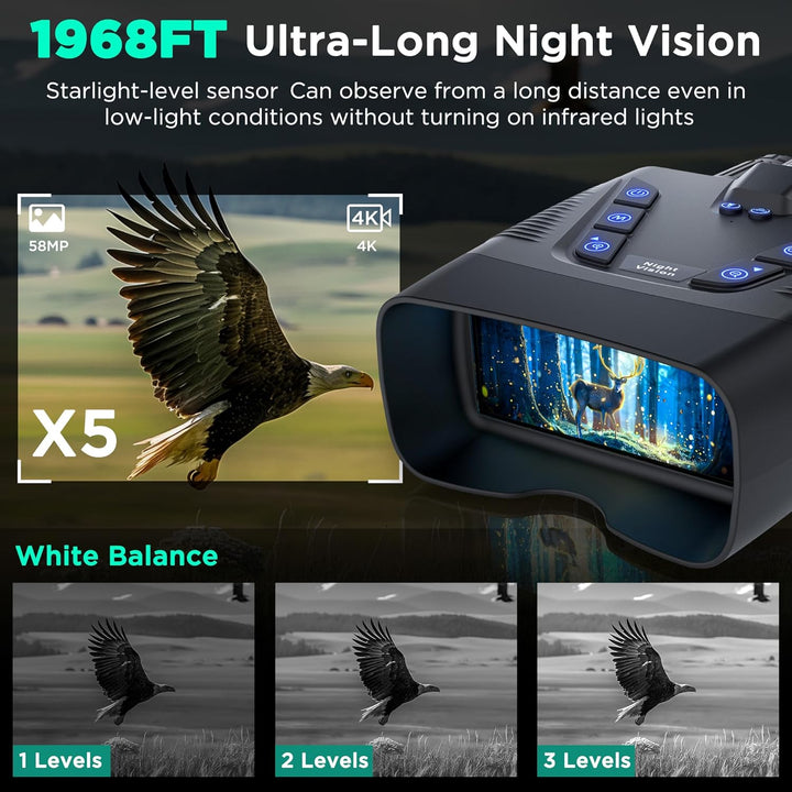 Gafas de visión nocturna binoculares de visión nocturna 4K