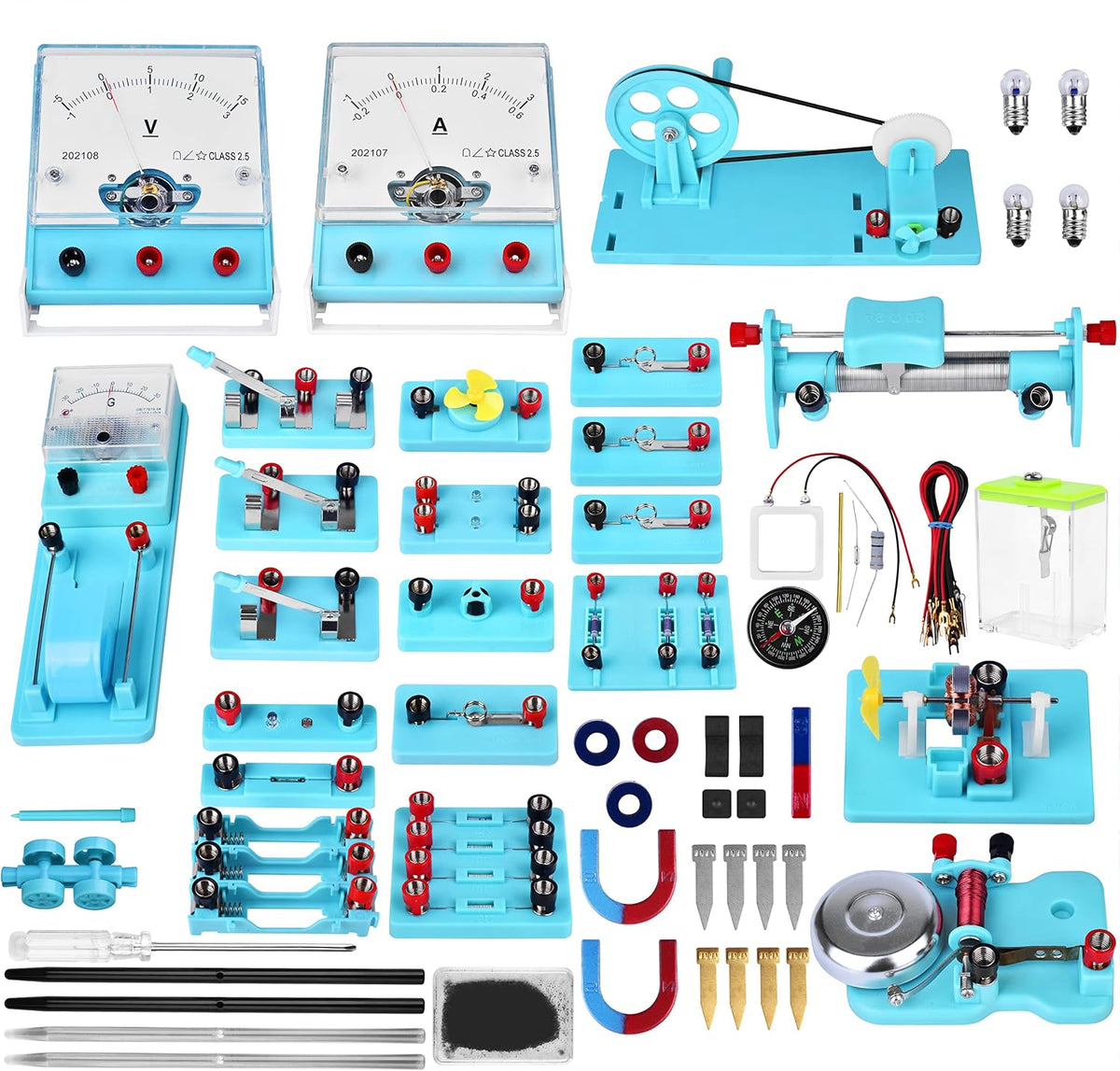 Mysterystone Experimento de ciencias para niños Kit de electricidad y magnetismo para estudiantes Kit STEM Kit de laboratorio de física Kit de placa de circuito básico para principiantes