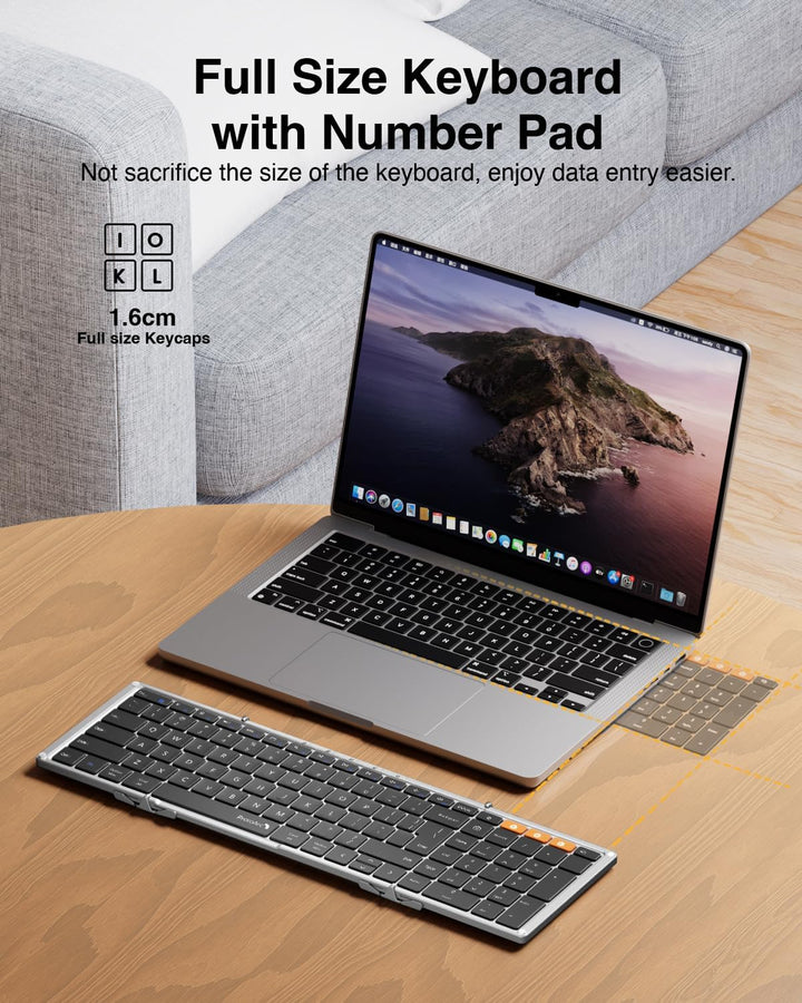 ProtoArc XK01 - Teclado Bluetooth plegable, teclado portátil de tam...