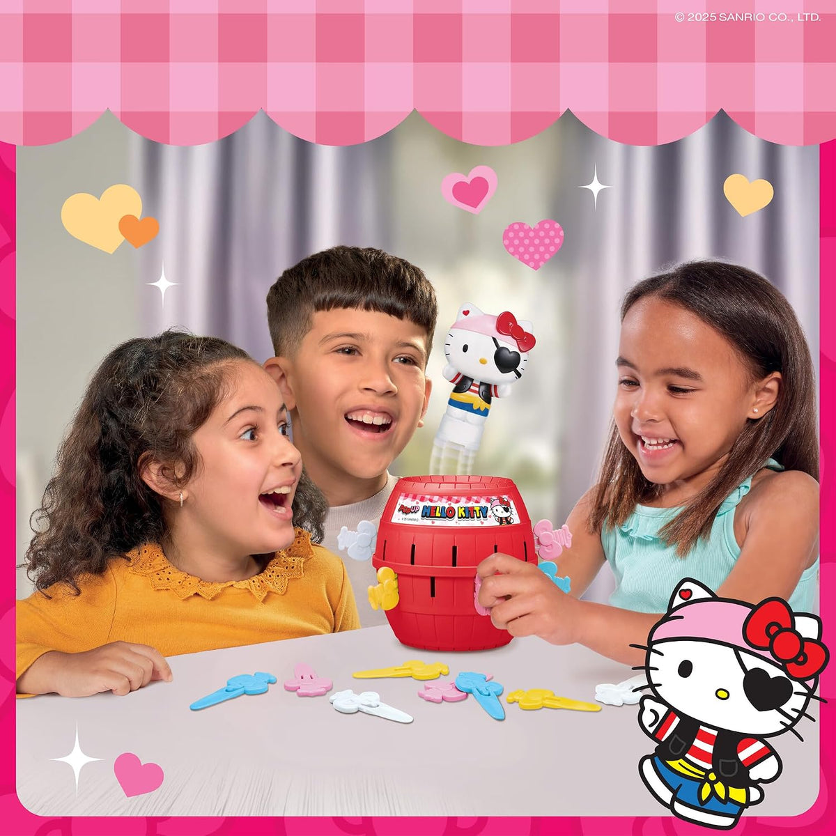 TOMY Pop Up Hello Kitty Game - Juego de acción familiar - 2-4 jugadores