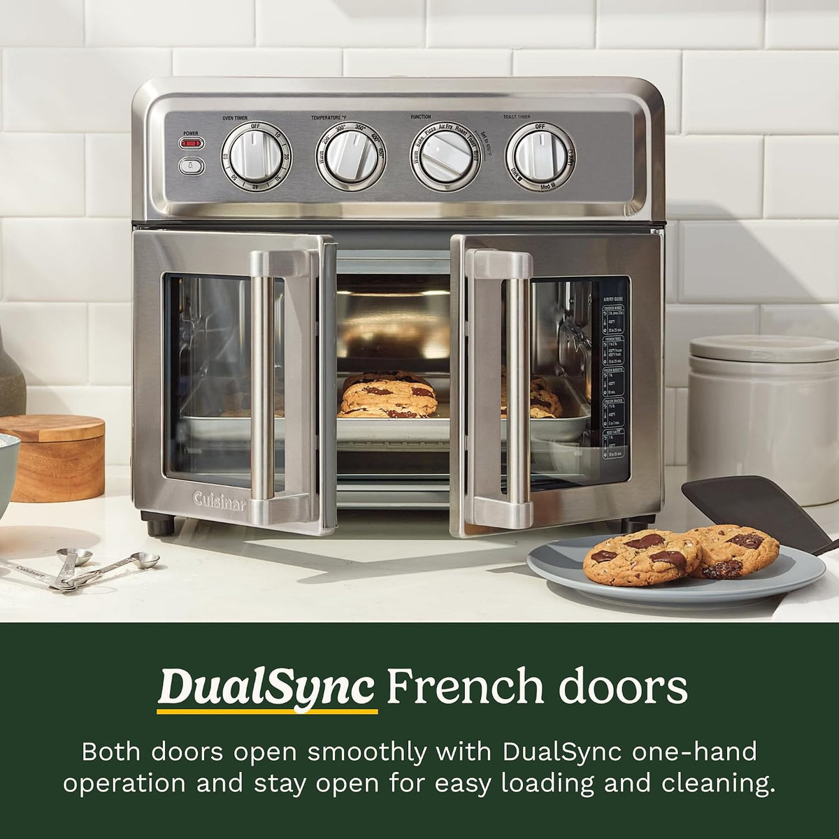 Cuisinart Horno tostador con freidora de aire, diseño artesanal de puerta