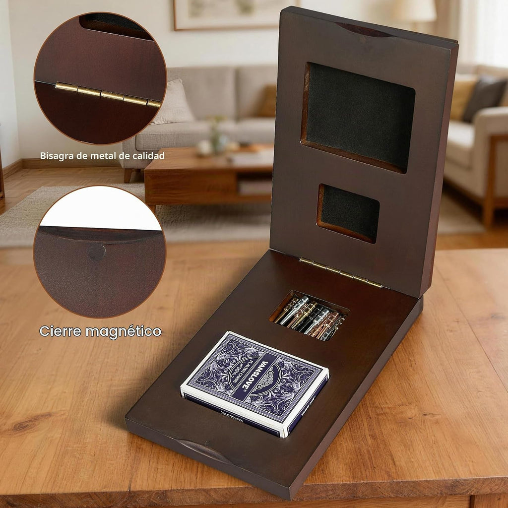 Juego de mesa de madera mejorado de 4 pistas, marcador magnético plegable de 16 pulgadas con ranura grande para almacenar 1 carta de juego y 12 clavijas de metal, instrucciones incluidas para