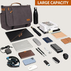 ESTARER Bolso Bandolera para Hombres 17-17.3 Pulgadas, Bolso para Laptop Resistente al Agua, de Lona, Bolso para Computadora al Hombro, Maletín para Trabajo, Universidad, Viaje, Gris