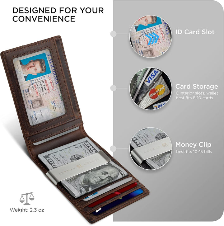 SERMAN BRANDS Billetera con clip de dinero para hombre. Carteras de...